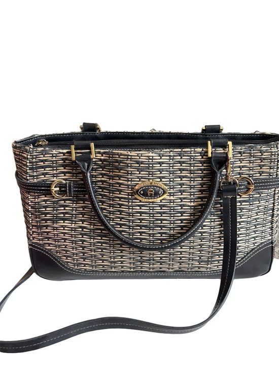 Etienne Aigner Handbags - Etienne Aigner Woven Straw Tote with Black Trim Jakarta collection. Minor flaw